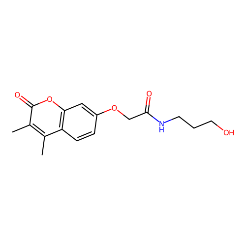 2-[(3,4-dimethyl-2-oxo-2H-chromen-7-yl)oxy]-N-(3-hydroxypropyl)acetamide structure