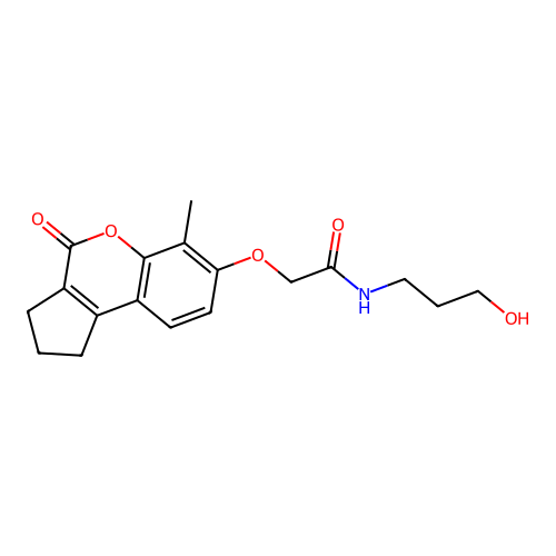 N-(3-hydroxypropyl)-2-((6-methyl-4-oxo-1,2,3,4-tetrahydrocyclopenta[c]chromen-7-yl)oxy)acetamide structure