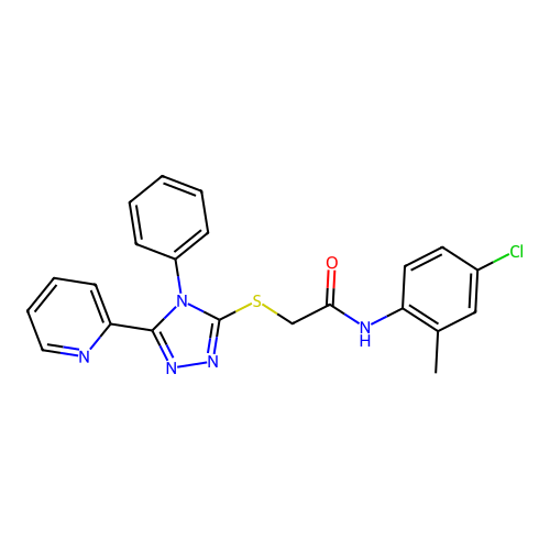 N-(4-chloro-2-methylphenyl)-2-{[4-phenyl-5-(pyridin-2-yl)-4H-1,2,4-triazol-3-yl]sulfanyl}acetamide structure