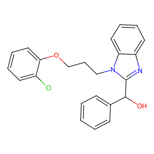 {1-[3-(2-chlorophenoxy)propyl]-1H-benzimidazol-2-yl}(phenyl)methanol structure