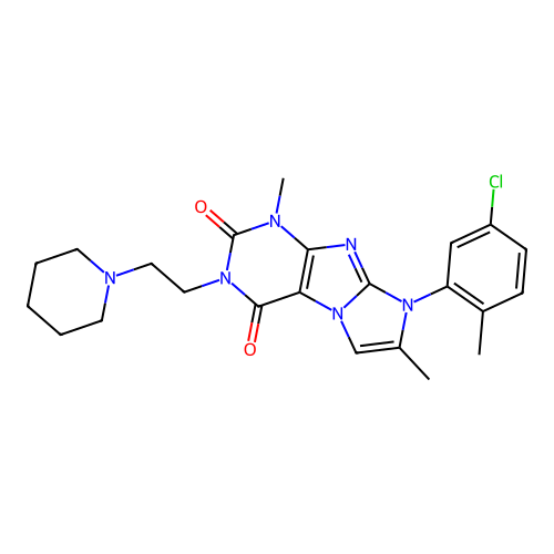 6-(5-chloro-2-methylphenyl)-4,7-dimethyl-2-(2-piperidin-1-ylethyl)purino[7,8-a]imidazole-1,3-dione structure