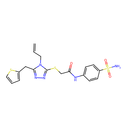 2-{[4-(prop-2-en-1-yl)-5-(thiophen-2-ylmethyl)-4H-1,2,4-triazol-3-yl]sulfanyl}-N-(4-sulfamoylphenyl)acetamide structure