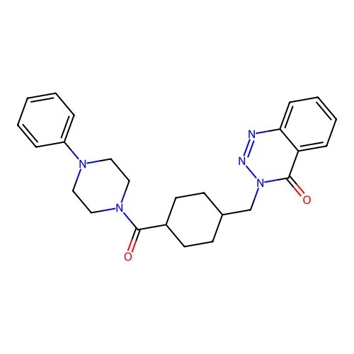 3-((4-(4-phenylpiperazine-1-carbonyl)cyclohexyl)methyl)benzo[d][1,2,3]triazin-4(3H)-one structure