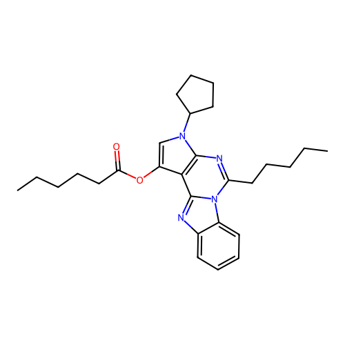 3-cyclopentyl-5-pentyl-3H-benzo[4,5]imidazo[1,2-c]pyrrolo[3,2-e]pyrimidin-1-yl hexanoate structure
