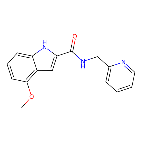 4-methoxy-N-(pyridin-2-ylmethyl)-1H-indole-2-carboxamide structure