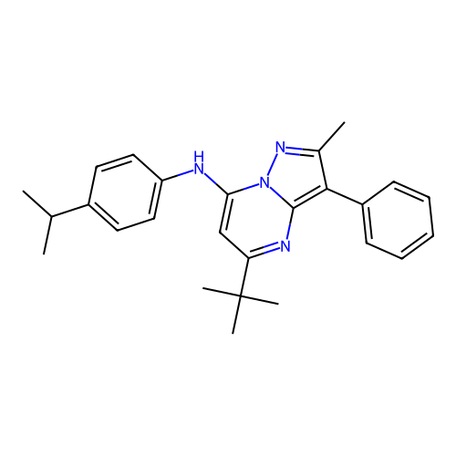 5-tert-butyl-2-methyl-3-phenyl-N-[4-(propan-2-yl)phenyl]pyrazolo[1,5-a]pyrimidin-7-amine structure