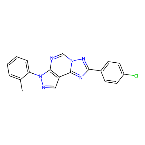 2-(4-chlorophenyl)-7-(2-methylphenyl)-7H-pyrazolo[4,3-e][1,2,4]triazolo[1,5-c]pyrimidine structure