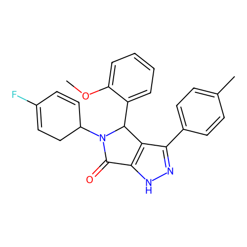 5-(4-fluorocyclohexa-2,4-dien-1-yl)-4-(2-methoxyphenyl)-3-(4-methylphenyl)-1,4-dihydropyrrolo[3,4-c]pyrazol-6-one structure