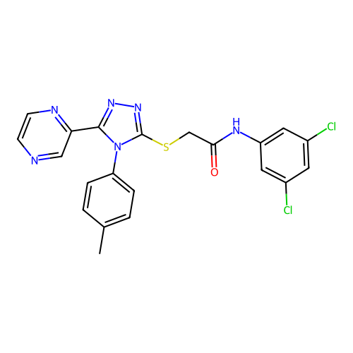 N-(3,5-dichlorophenyl)-2-[[4-(4-methylphenyl)-5-pyrazin-2-yl-1,2,4-triazol-3-yl]sulfanyl]acetamide structure
