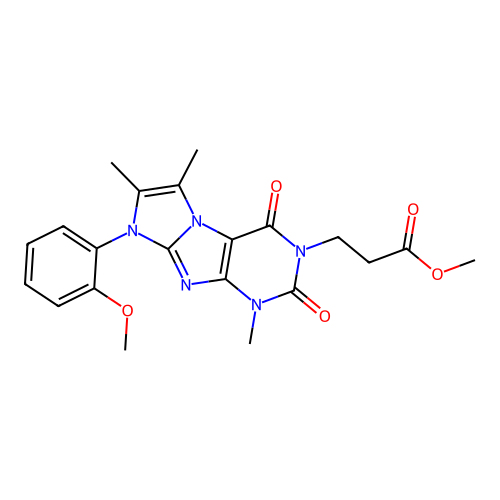 methyl 3-[8-(2-methoxyphenyl)-1,6,7-trimethyl-2,4-dioxo-1,2,4,8-tetrahydro-3H-imidazo[2,1-f]purin-3-yl]propanoate structure