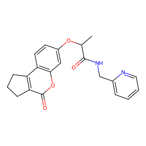 2-[(4-oxo-2,3-dihydro-1H-cyclopenta[c]chromen-7-yl)oxy]-N-(pyridin-2-ylmethyl)propanamide structure