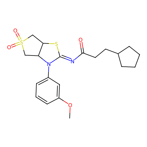 3-cyclopentyl-N-[(2Z)-3-(3-methoxyphenyl)-5,5-dioxidotetrahydrothieno[3,4-d][1,3]thiazol-2(3H)-ylidene]propanamide structure