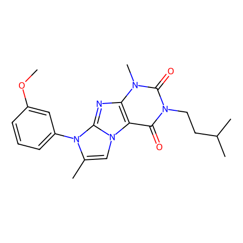 8-(3-methoxyphenyl)-1,7-dimethyl-3-(3-methylbutyl)-1H,2H,3H,4H,8H-imidazo[1,2-g]purine-2,4-dione structure