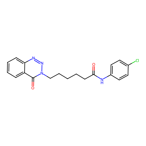 N-(4-chlorophenyl)-6-(4-oxo-1,2,3-benzotriazin-3(4H)-yl)hexanamide structure
