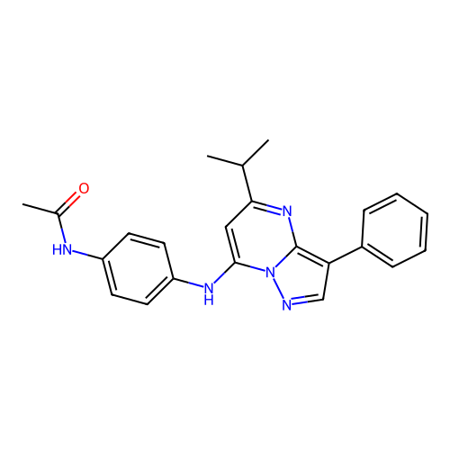 N-(4-{[3-phenyl-5-(propan-2-yl)pyrazolo[1,5-a]pyrimidin-7-yl]amino}phenyl)acetamide structure