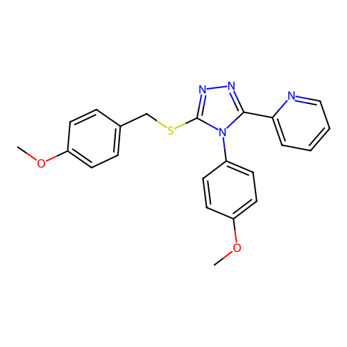 2-[4-(4-methoxyphenyl)-5-[(4-methoxyphenyl)methylsulfanyl]-1,2,4-triazol-3-yl]pyridine structure