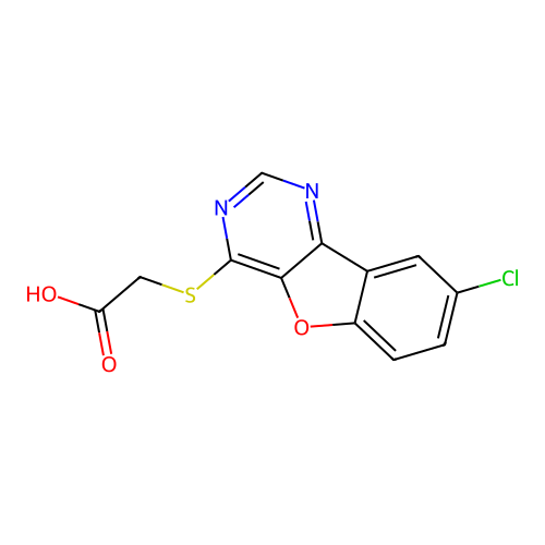 [(8-Chloro[1]benzofuro[3,2-d]pyrimidin-4-yl)sulfanyl]acetic acid structure