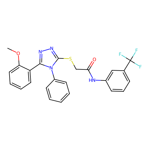 2-{[5-(2-methoxyphenyl)-4-phenyl-4H-1,2,4-triazol-3-yl]sulfanyl}-N-[3-(trifluoromethyl)phenyl]acetamide structure