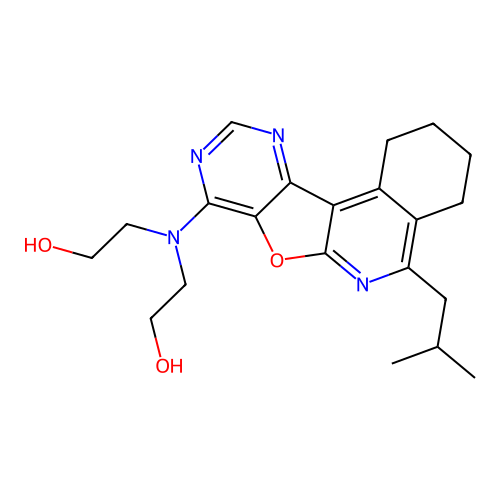 2,2'-{[5-(2-methylpropyl)-1,2,3,4-tetrahydropyrimido[4',5':4,5]furo[2,3-c]isoquinolin-8-yl]imino}diethanol structure