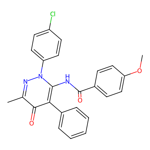 N-[2-(4-chlorophenyl)-6-methyl-5-oxo-4-phenyl-pyridazin-3-yl]-4-methoxy-benzamide structure