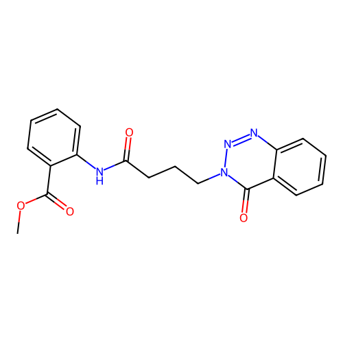 methyl 2-{[4-(4-oxo-1,2,3-benzotriazin-3(4H)-yl)butanoyl]amino}benzoate structure