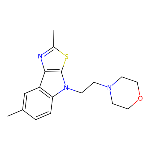 2,7-dimethyl-4-[2-(morpholin-4-yl)ethyl]-4H-[1,3]thiazolo[5,4-b]indole structure
