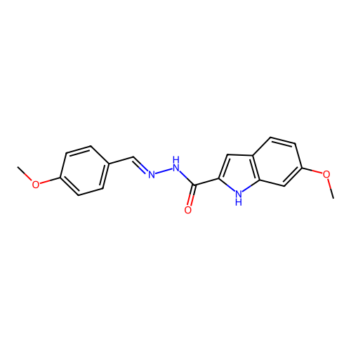 6-methoxy-N'-[(E)-(4-methoxyphenyl)methylidene]-1H-indole-2-carbohydrazide structure