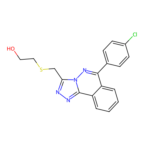 2-(((6-(4-chlorophenyl)-[1,2,4]triazolo[3,4-a]phthalazin-3-yl)methyl)thio)ethanol structure
