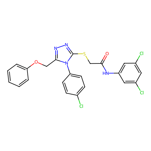 2-{[4-(4-chlorophenyl)-5-(phenoxymethyl)-4H-1,2,4-triazol-3-yl]sulfanyl}-N-(3,5-dichlorophenyl)acetamide structure