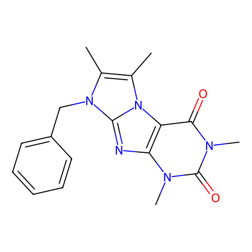 8-benzyl-1,3,6,7-tetramethyl-1H-imidazo[2,1-f]purine-2,4(3H,8H)-dione structure