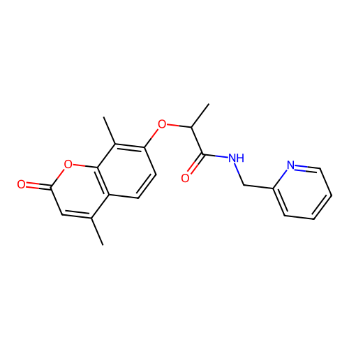 2-((4,8-dimethyl-2-oxo-2H-chromen-7-yl)oxy)-N-(pyridin-2-ylmethyl)propanamide structure