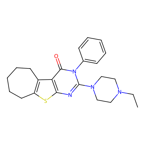 2-(4-ethylpiperazin-1-yl)-3-phenyl-3,5,6,7,8,9-hexahydro-4H-cyclohepta[4,5]thieno[2,3-d]pyrimidin-4-one structure
