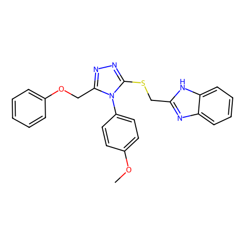 {[5-(benzimidazol-2-ylmethylthio)-4-(4-methoxyphenyl)-1,2,4-triazol-3-yl]metho xy}benzene structure