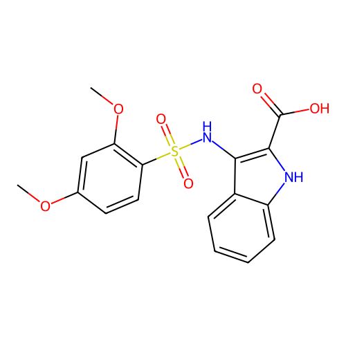 3-{[(2,4-dimethoxyphenyl)sulfonyl]amino}-1H-indole-2-carboxylic acid structure