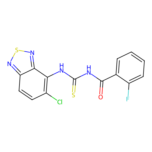 N-[(5-chloro-2,1,3-benzothiadiazol-4-yl)carbamothioyl]-2-fluorobenzamide structure