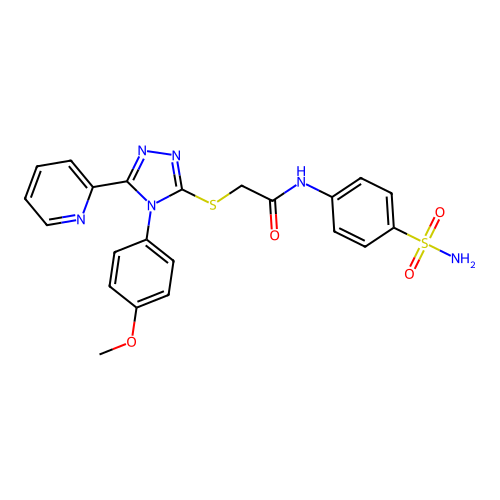 2-[[4-(4-methoxyphenyl)-5-pyridin-2-yl-1,2,4-triazol-3-yl]sulfanyl]-N-(4-sulfamoylphenyl)acetamide structure