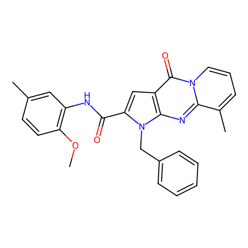 1-benzyl-N-(2-methoxy-5-methylphenyl)-9-methyl-4-oxo-1,4-dihydropyrido[1,2-a]pyrrolo[2,3-d]pyrimidine-2-carboxamide structure