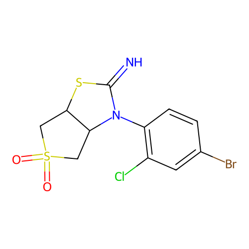 3-(4-bromo-2-chlorophenyl)tetrahydrothieno[3,4-d][1,3]thiazol-2(3H)-imine 5,5-dioxide structure