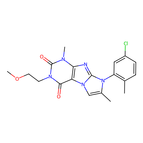8-(5-chloro-2-methylphenyl)-3-(2-methoxyethyl)-1,7-dimethyl-1H-imidazo[2,1-f]purine-2,4(3H,8H)-dione structure