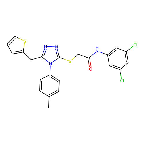 N-(3,5-dichlorophenyl)-2-{[4-(4-methylphenyl)-5-(thiophen-2-ylmethyl)-4H-1,2,4-triazol-3-yl]sulfanyl}acetamide structure