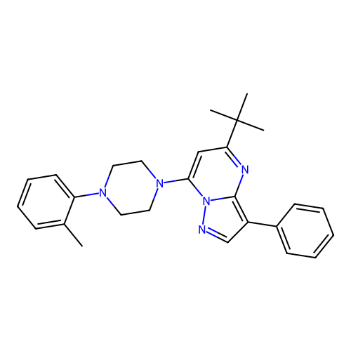 5-tert-butyl-7-[4-(2-methylphenyl)piperazin-1-yl]-3-phenylpyrazolo[1,5-a]pyrimidine structure