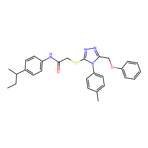 N-[4-(butan-2-yl)phenyl]-2-{[4-(4-methylphenyl)-5-(phenoxymethyl)-4H-1,2,4-triazol-3-yl]sulfanyl}acetamide structure