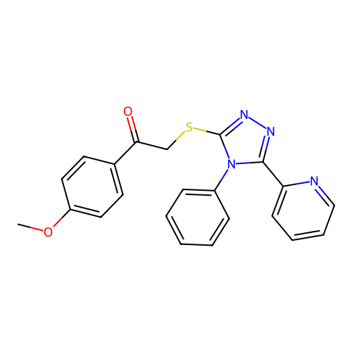 1-(4-methoxyphenyl)-2-[(4-phenyl-5-pyridin-2-yl-1,2,4-triazol-3-yl)sulfanyl]ethanone structure