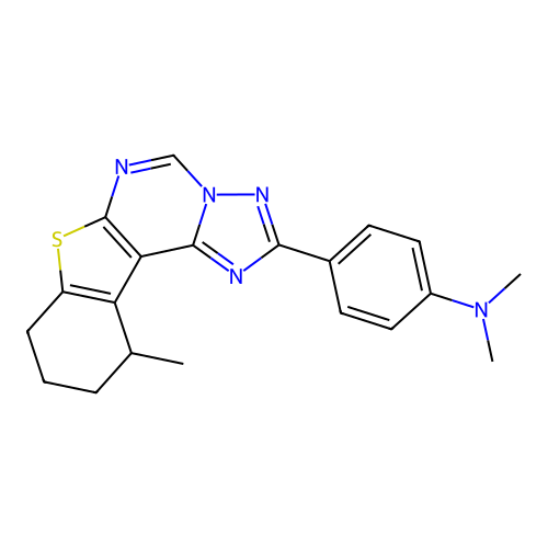 N,N-dimethyl-4-(11-methyl-8,9,10,11-tetrahydro[1]benzothieno[3,2-e][1,2,4]triazolo[1,5-c]pyrimidin-2-yl)aniline structure