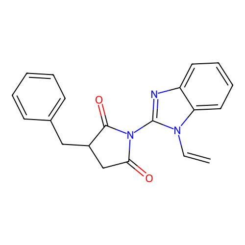 3-benzyl-1-(1-ethenyl-1H-benzimidazol-2-yl)pyrrolidine-2,5-dione structure