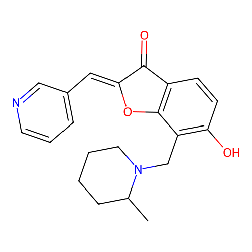 (Z)-6-hydroxy-7-((2-methylpiperidin-1-yl)methyl)-2-(pyridin-3-ylmethylene)benzofuran-3(2H)-one structure
