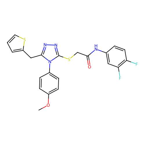 N-(3,4-difluorophenyl)-2-{[4-(4-methoxyphenyl)-5-(thiophen-2-ylmethyl)-4H-1,2,4-triazol-3-yl]sulfanyl}acetamide structure
