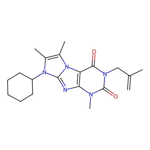 6-cyclohexyl-4,7,8-trimethyl-2-(2-methylprop-2-enyl)purino[7,8-a]imidazole-1,3-dione structure