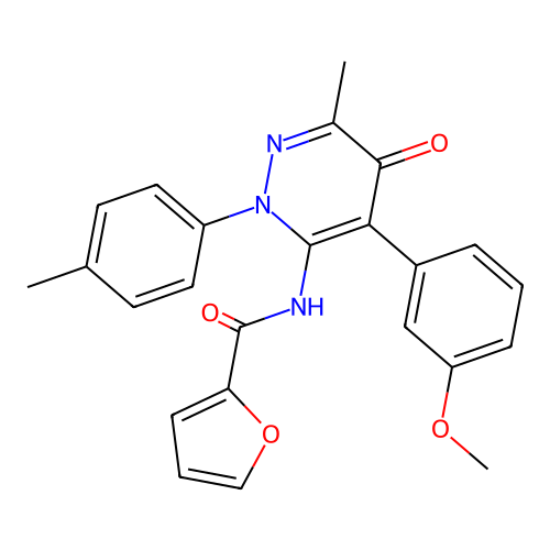 N-(4-(3-methoxyphenyl)-6-methyl-5-oxo-2-(p-tolyl)-2,5-dihydropyridazin-3-yl)furan-2-carboxamide structure