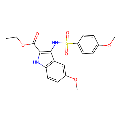 ethyl 5-methoxy-3-{[(4-methoxyphenyl)sulfonyl]amino}-1H-indole-2-carboxylate structure